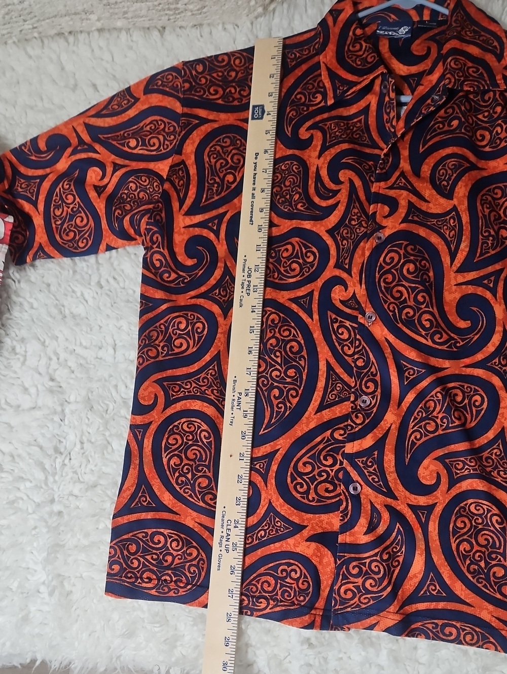 7 Diamonds Men's Orange and Navy Paisley Short Sleeve Button-Down Shirt - Picture 6 of 6